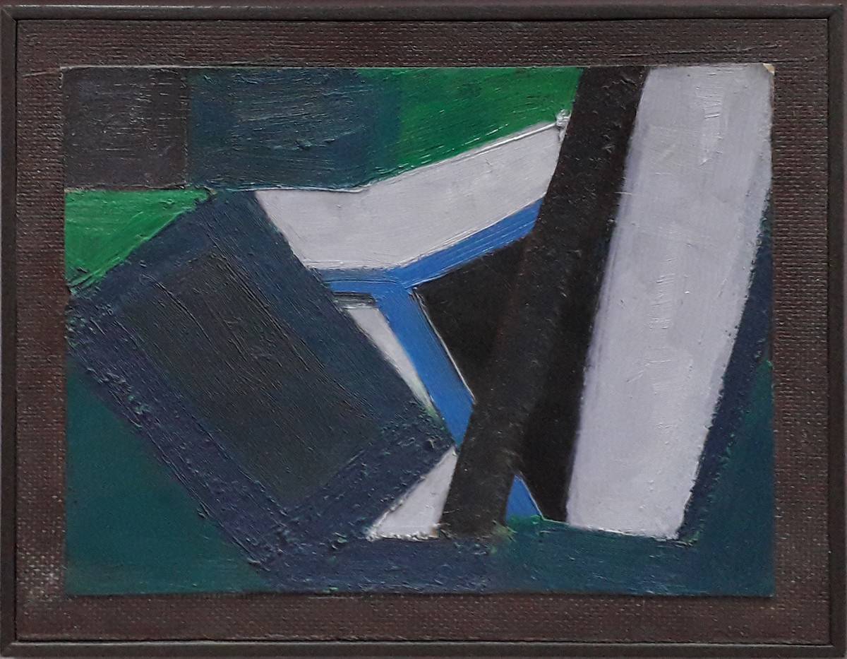 Abstracto verde, S/f. Américo Spósito (1924-2005). Óleo  sobre cartón pegado en fibra .  Nº inv. 6391.
