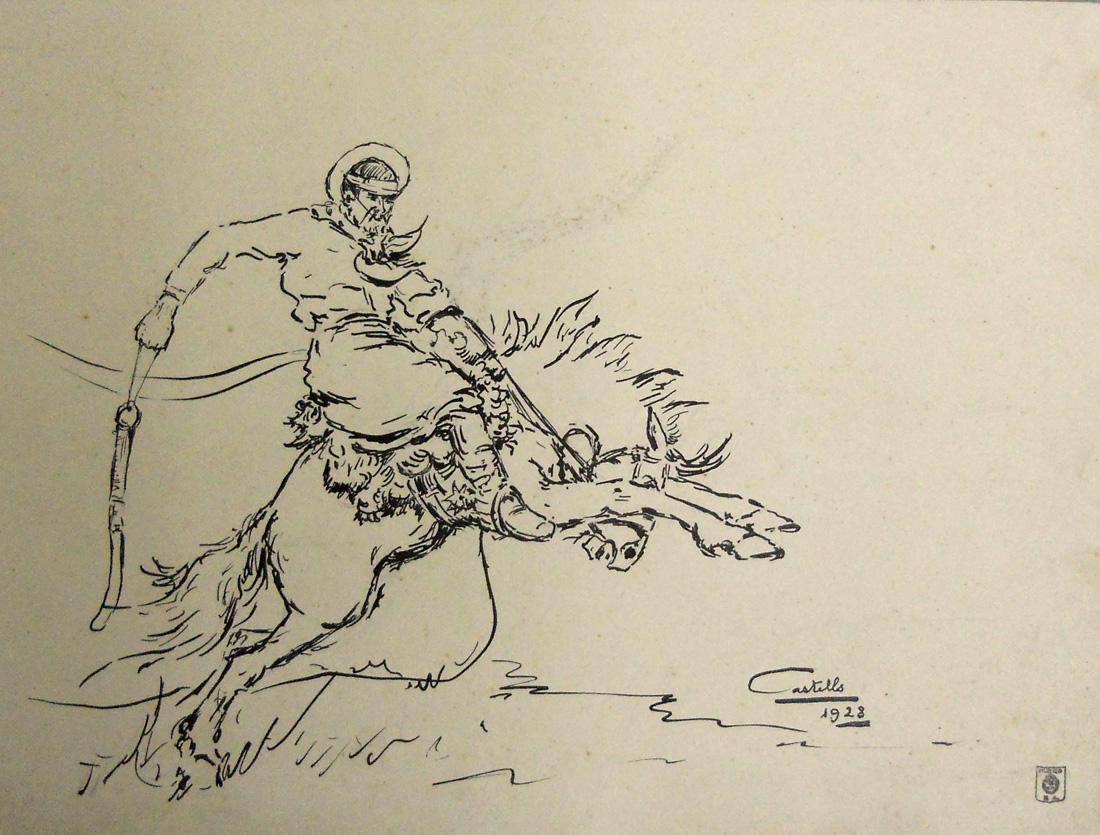 Primeros balances, 1928. Carlos Castells (1881-1933). Tinta sobre papel.  23 x 30,5 cm. Nº inv. 716.