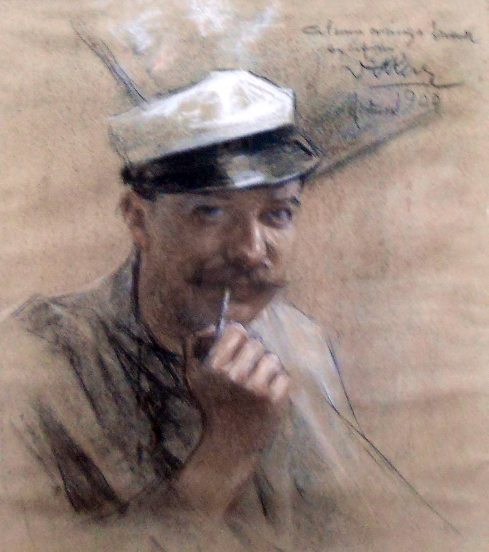 Retrato del pintor Manuel Larravide, 1900. Francisco Villar. Pastel sobre papel.  59 x 47 cm. Nº inv. 809.