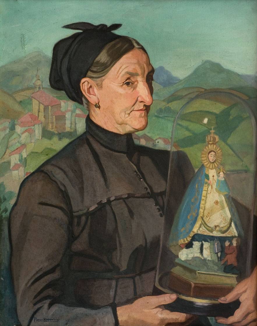 La mujer del sacristán. Mauricio Flores Kaperotxipi (1901-1997). Óleo sobre tela.  79 x 64 cm. Nº inv. 817.