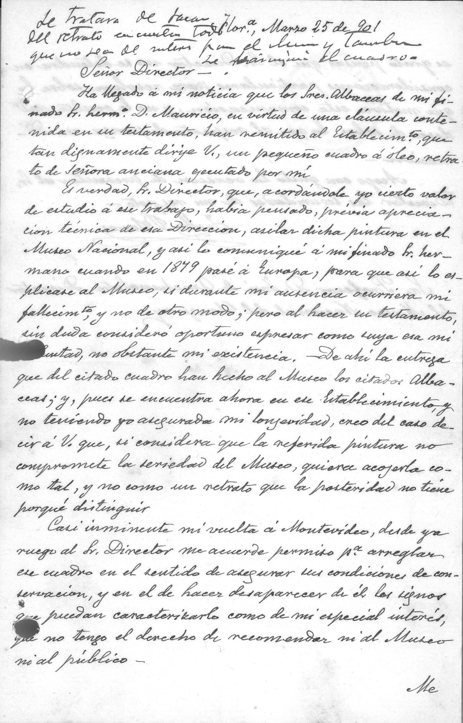 Cartas de Juan Manuel Blanes - Carta de J.M. Blanes al Sr. José Arechavaleta   , 25/03/1901