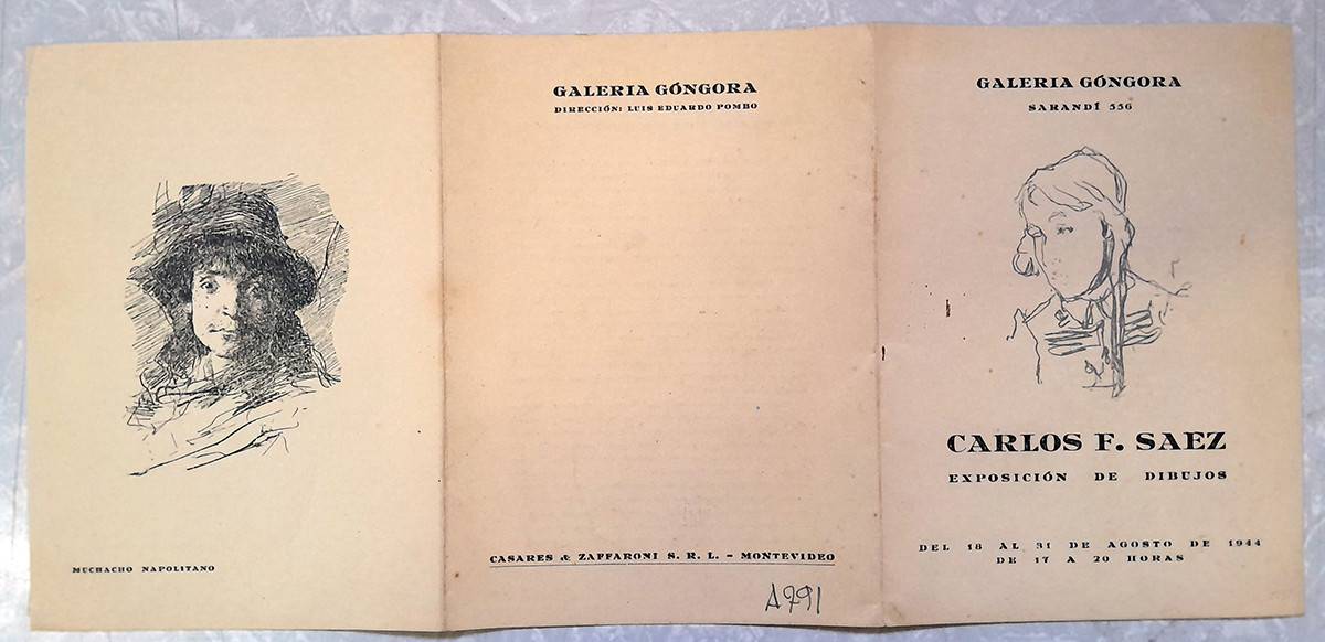 Invitación Galería Góngora muestra C.F.Sáez - Dibujos - 1944, 1944