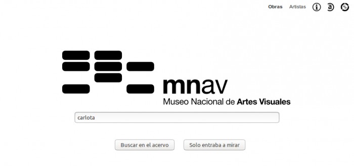 Acervo del MNAV - Buscador de obras y artistas - Página principal <a href='http://acervo.mnav.gub.uy/' target='_blank'>http://acervo.mnav.gub.uy/</a>