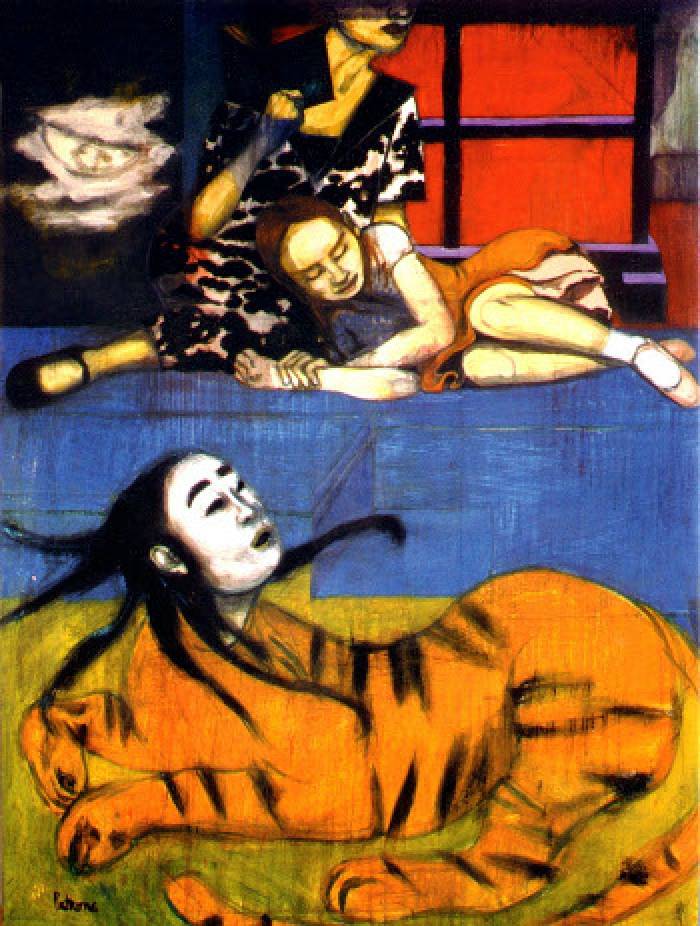Virginia Patrone - IRIS/La curación de un fantasma - Todas las noches es la misma noche, 1999<br>200 x 150 cm<br>acrílico sobre tela<br>Colección Engelman-Ost