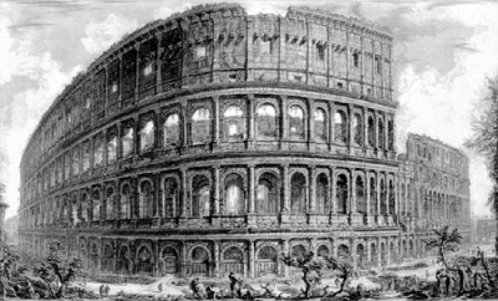Vista del Anfiteatro Flavio, llamado el Coliseo - Giovanni Battista Piranesi - Museo Nacional de Artes Visuales